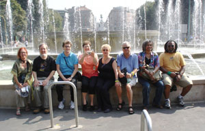 Our friends near fountain of Castello Sforzesco, Milan