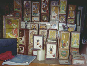 A few of Osvaldo's handcrafted Tarot boxes'