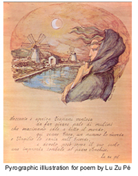 Pyrographic art for a poem